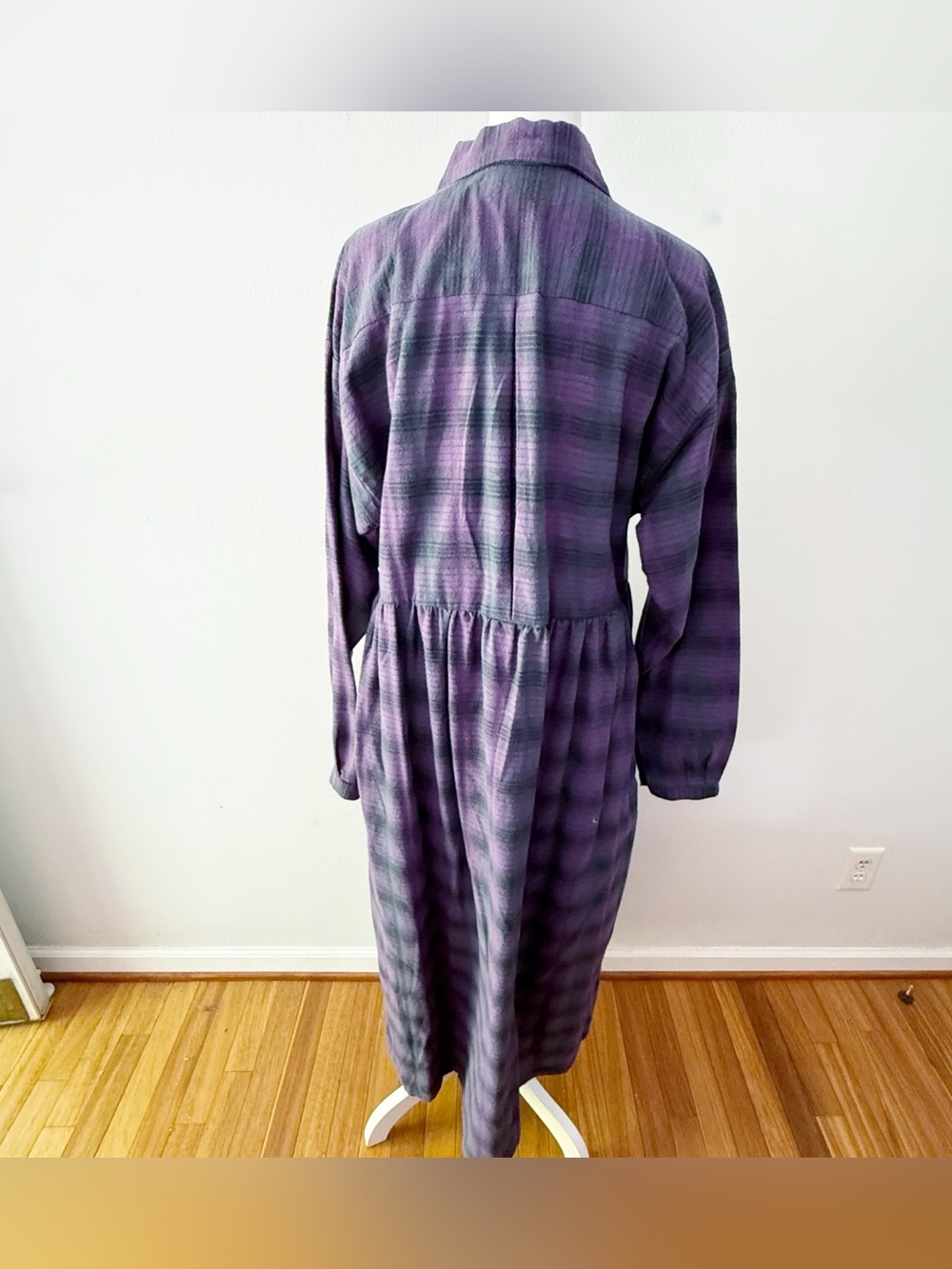 Flyshacker Women 100% Cotton Flannel Plaid Dress Large Cabin Woodland Country - Picture 5 of 7
